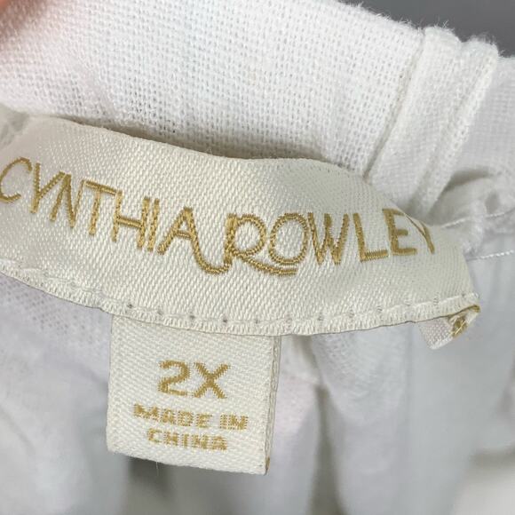 Cynthia Rowley Linen Capri Pants Size 2X White Women's Drawstring Lagenlook - Picture 5 of 8